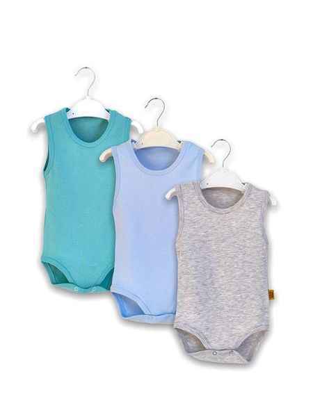 

rompers baby boy bodysuits sleeveless 3-pack different colored snap snaps, Blue