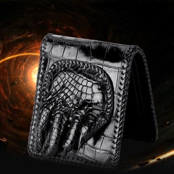 

wallets alligator leather men's business wallet short card slot ticket clip belly genuine purse, Red;black