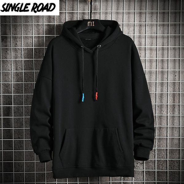 

single road s hoodi 2021 winter fce solid hip hop japane streetwear harajuku sweatshirt black oversized hoodie men