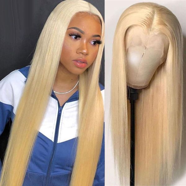 

lace wigs transparent blonde 613 front wig short bob peruvian straight t shape hd human hair natural hairline, Black;brown
