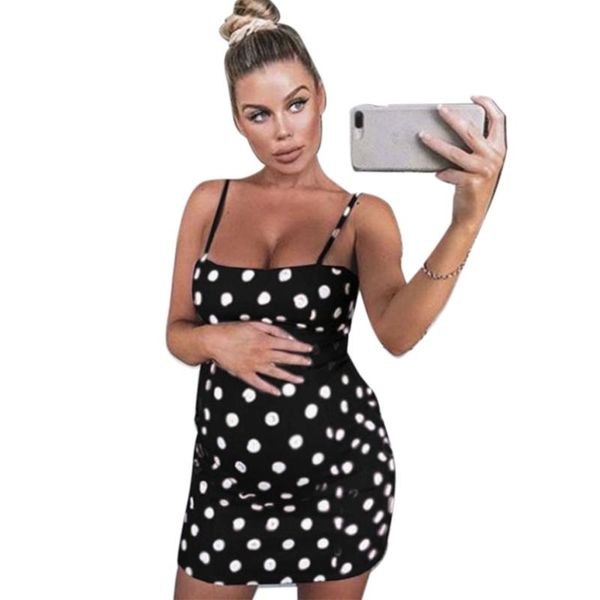 

maternity dresses mini short summer dress daily spaghetti strap casual off shoulder sheath dot printed slim fit holiday polyester, White
