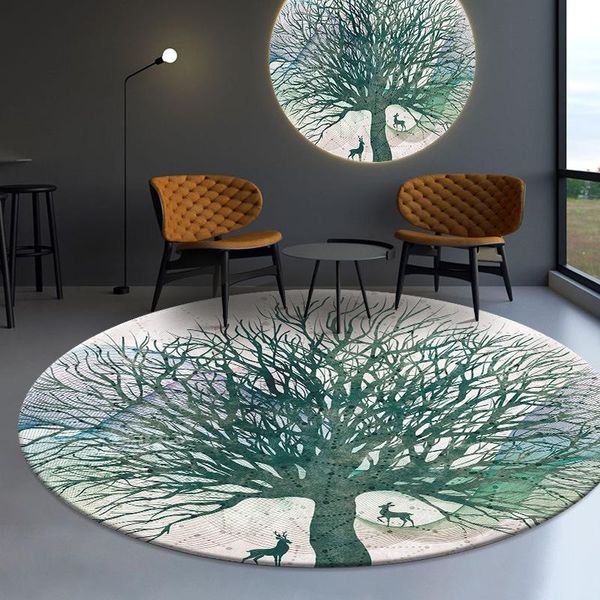 

carpets nordic style living room coffee table carpet abstract art printed tree pattern round rugs bedroom decor area floor mat