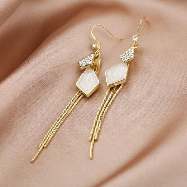 

dangle & chandelier all match fine golden irregular rhombus geometry long earrings trend temperament women earring prom jewelry gifts for he, Silver