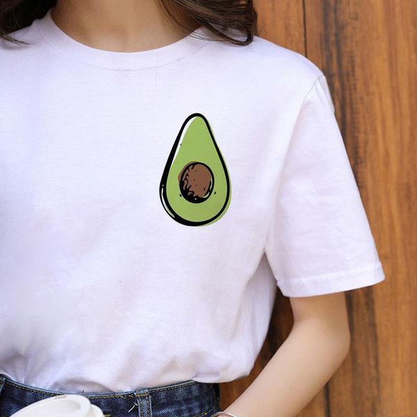 

avocado harajuku cute cartoon t shirt women ullzang small fresh t-shirt 90s graphic fashion tshirt korean style, White
