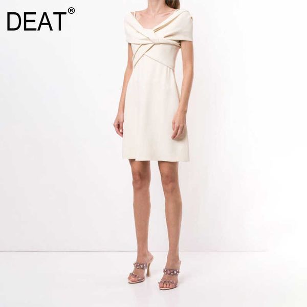 

[deat] summer fashion v-neck high waist sleeveless solid color temperament elegant dress women 13d136 210527, Black;gray