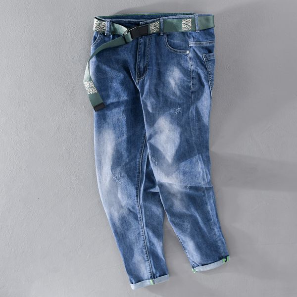 

2021 new belt ankle-length stretch cotton janes pants casual comfortable fashion trousers men solid men's clothing spodnie pantalones p, Black