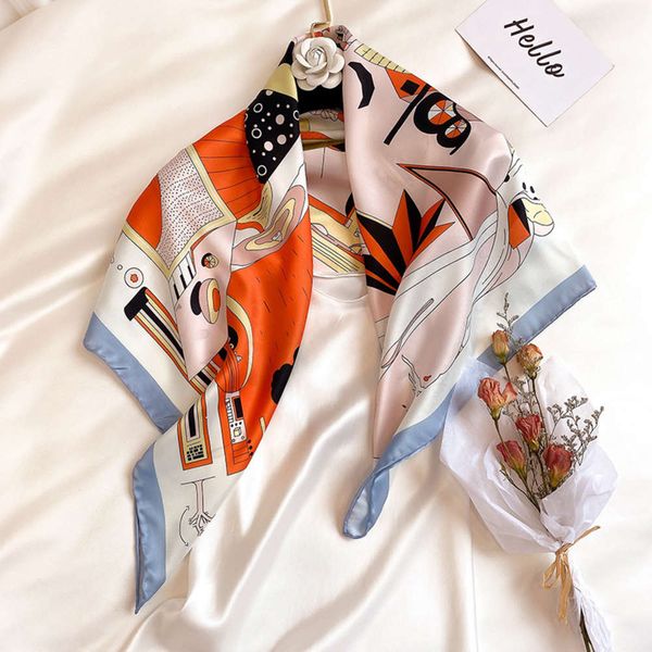 

90cm large spring and autumn fashion twill square shawl women's hangzhou silk scarf, Blue;gray