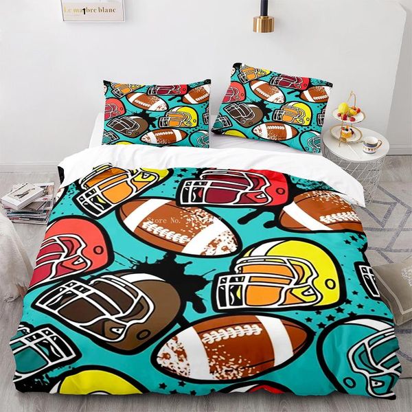 

bedding sets 3d printed duvet cover set rugby sport game  king size bed clothes single double kids teens boys home textiles
