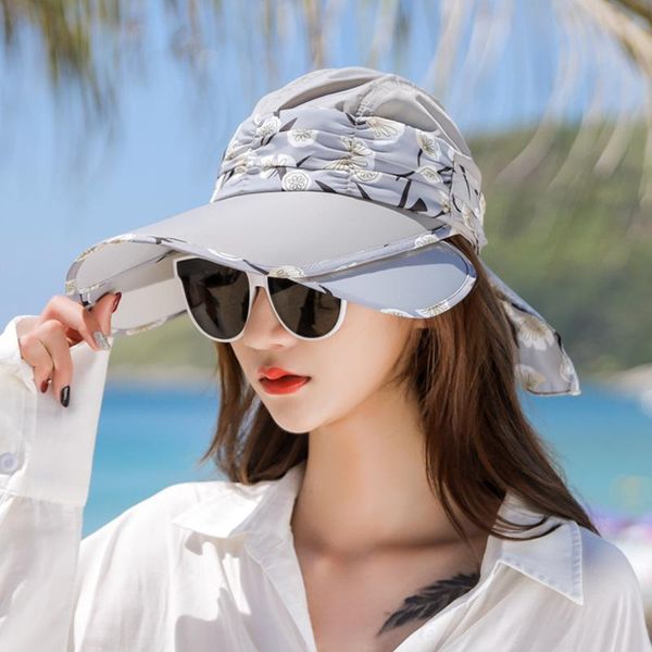 

wide brim hats fashion bow sun hat cover face summer anti-ultraviolet travel pull board empty top, Blue;gray