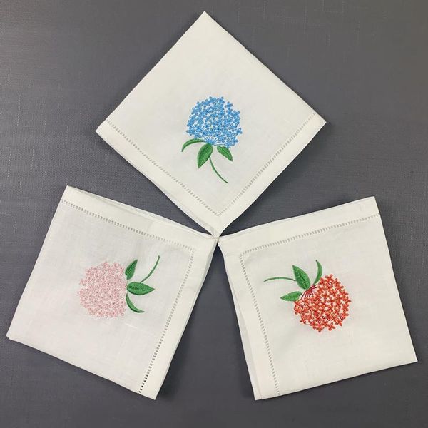 

neck ties set of 12 handkerchiefs for women white pure ramie fabric hankies hemstitched border embroidered floral vintage handkerchief, Blue;purple