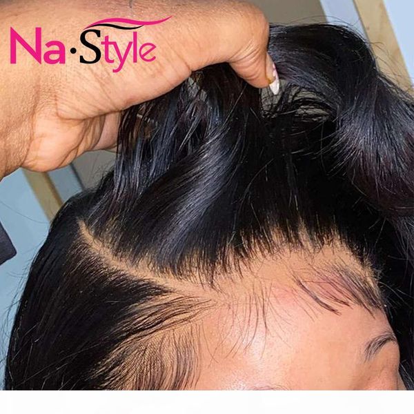 

bone straight human for black women 250 density pre plucked with baby hair 13x4 lace front wig remy brazilian, Black;brown