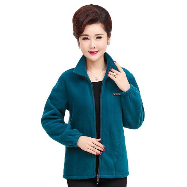 

women's jackets middle-aged elderly spring autumn casual zipper ladies coat sweatshirt fleece outerwear large size 5xl, Black;brown