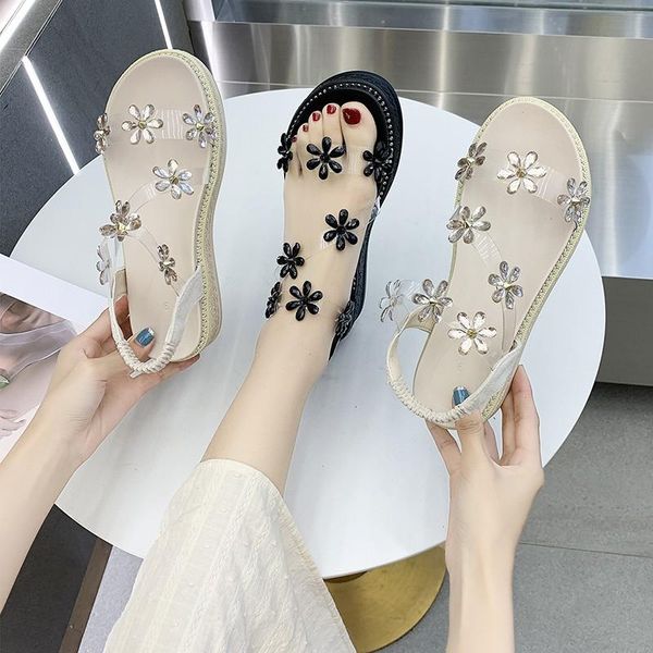 

roman sandals black women's high heels gladiator beige 2021 thick wedge rhinestones sandalias mujer anflbi mujer