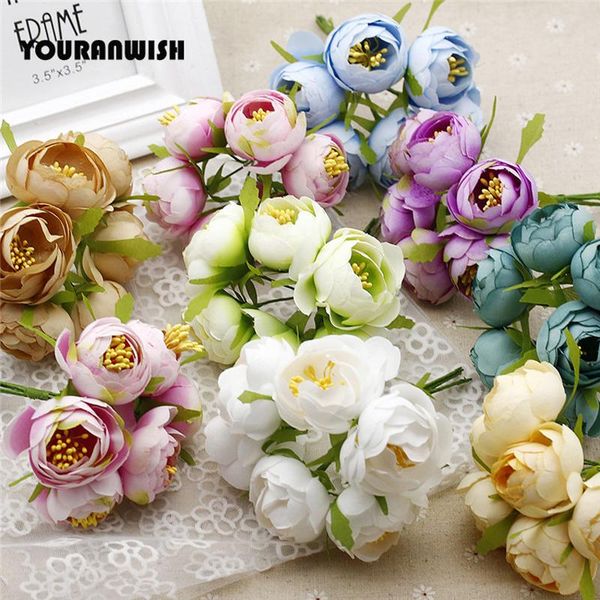 

decorative flowers & wreaths 30pcs/lot silk scrapbooking small tea bud artificial bouquet for wedding decoration diy wreath craft flower