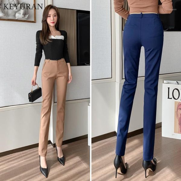 

women pencil pants 2021 autumn high waist ladies office trousers casual female slim bodycon elastic pantalones mujer women's & capris, Black;white