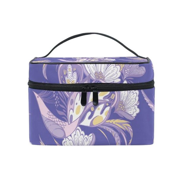 

fengju cosmetic bag portable travel organizer hanging toiletry case storage tote for girls woman birds