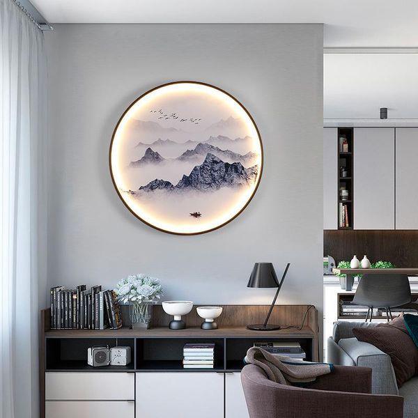 

wall lamp chinese style retro zen round led aisle room background indoor mural