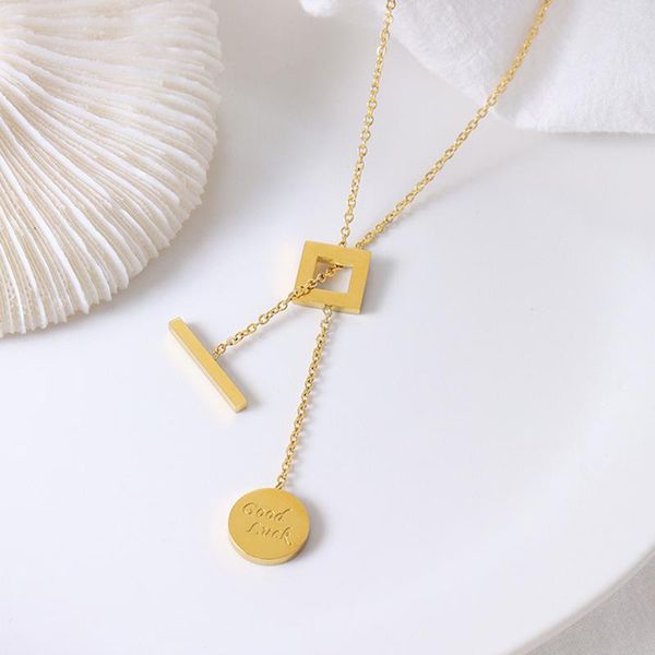 

pendant necklaces goodluck female choker necklace gold plated aesthetic ot clasp titanium steel women jewelry sales with, Silver