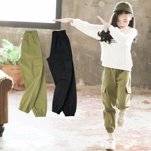

new loose solid color spring autumn trousers long girls boys children kids clothing teenagers casual cargo pants simplicity, Blue