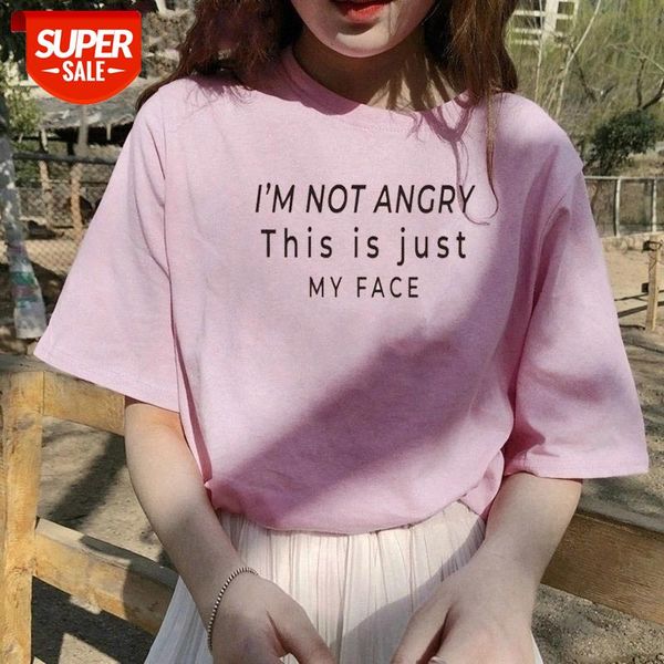

sunfiz YF I' Not Angry This Is Just My Face Letters Women Tshirt Cotton Casual Funny T Shirt For Lady Yong Girl Tee #8N7y, White