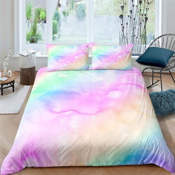 

bedding sets dropship 3d set  soft bedclothes twin colorful pure print duvet cover with pillowcase 2/3pcs bed bedlinen