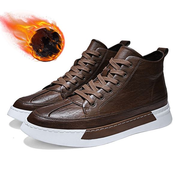 

dress shos sapatos masculinos d couro microfibra, calÃ§ados invrno com vludo cano alto, qunts confortÃ¡vis, antirrapants da moda, para 80z8, Black