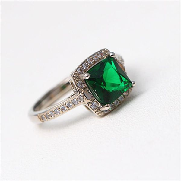 

cluster rings fashionable silver color female ring temperament square inlaid zircon hand jewelry, Golden;silver