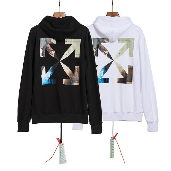 

off virgin oil painting direct jet printing hooded sweater, Black