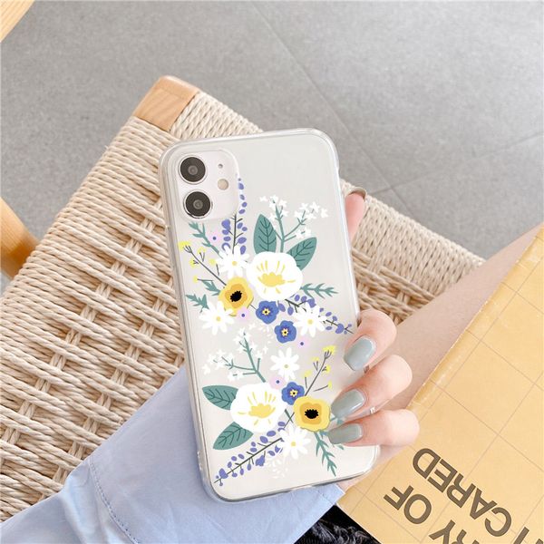 

cute floral phone case for xiaomi redmi note 10 9 8 pro note 7 8t 9s 9 lite 9t a3 back cover fashion transparent soft cases capa