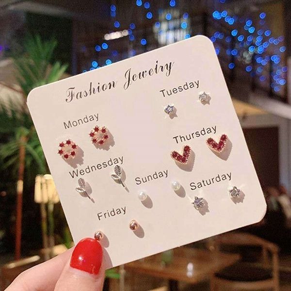 

korean cute simple suit one week earrings for women, Black