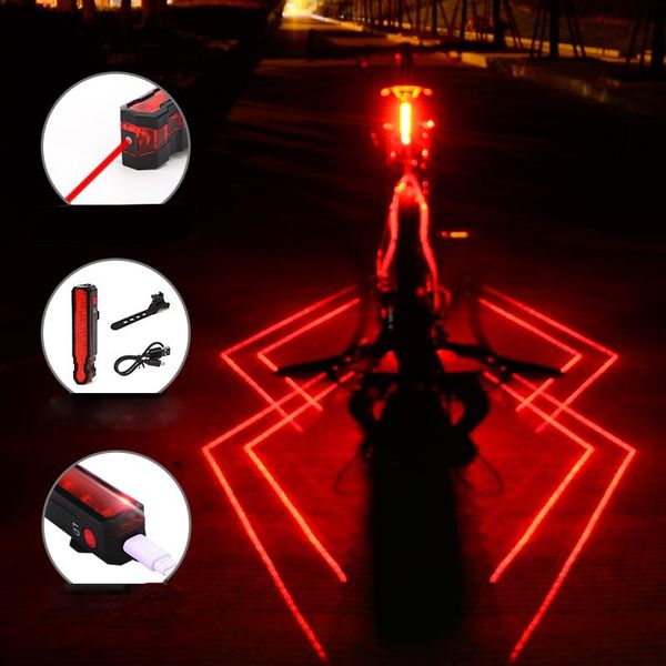 

bike lights folding laser light front rear safety warning bicycle usb rechargeable tail waterproof cycling lamp