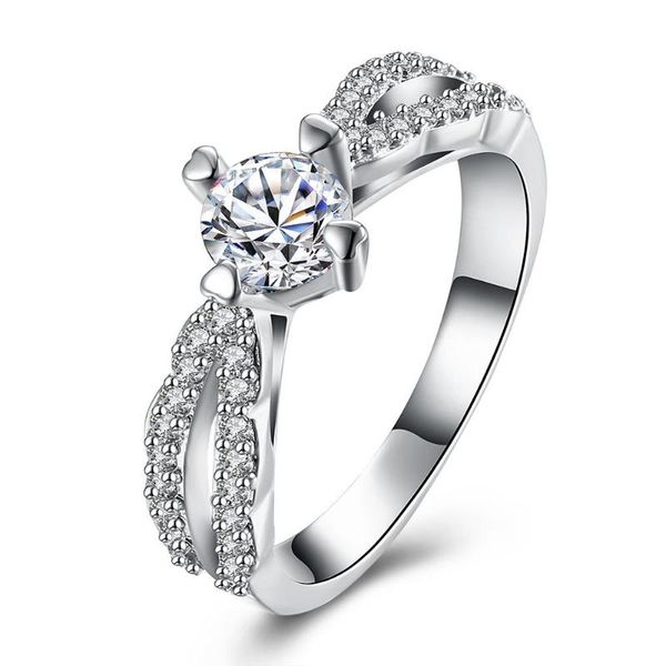 

wedding rings silver color fashion jewelry pendant round zircon crystal ring, Slivery;golden