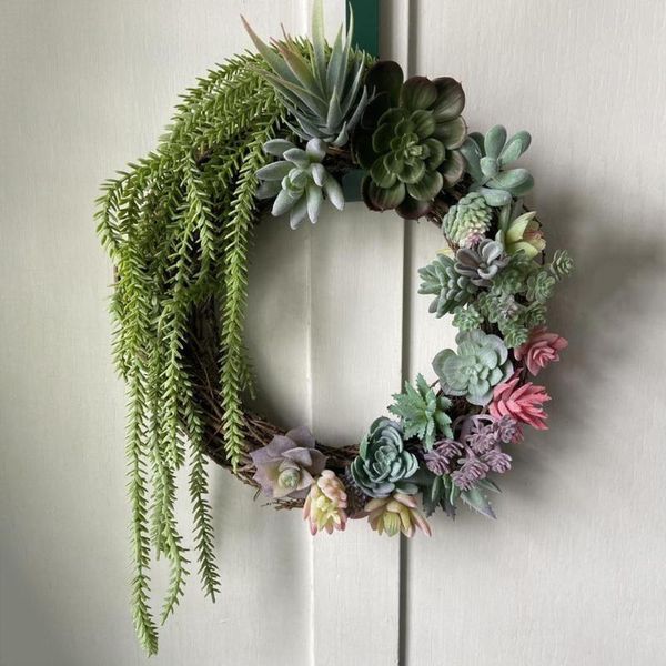 

decorative flowers & wreaths 30cm xmas home decor simulation plastic fleshy iron wreath wedding merry christmas crafts decoration