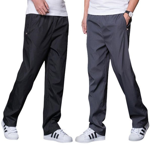 

men's pants quick drying elastic waist summer men breathable polyester sport mens straight sweatpants, Black
