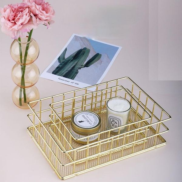 

storage baskets household goods basket nordic gold iron tabletop