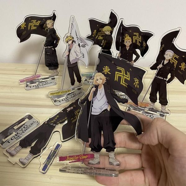 

keychains anime tokyo revengers figure cosplay acrylic stands manjiro ken takemichi hinata atsushi model plate fans gift collection props, Silver