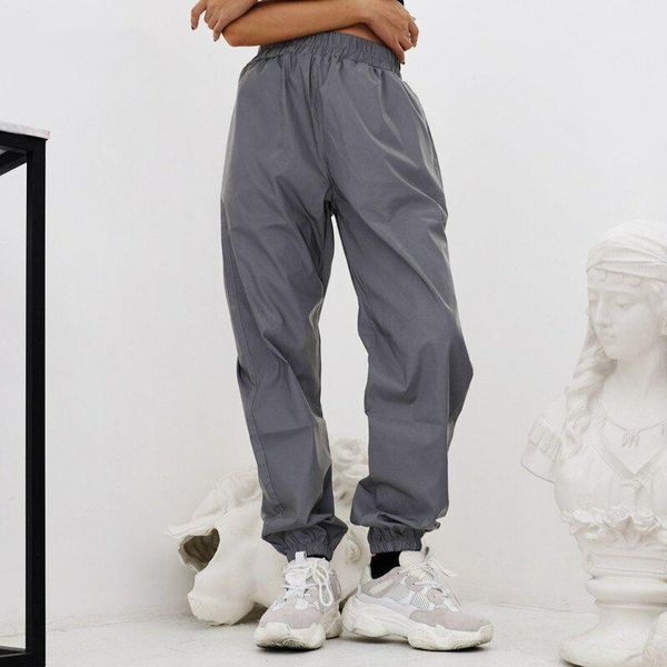 

ly 1 pcs women reflective pants trousers elasticity casual night sporting jogger dod886 women's & capris, Black;white