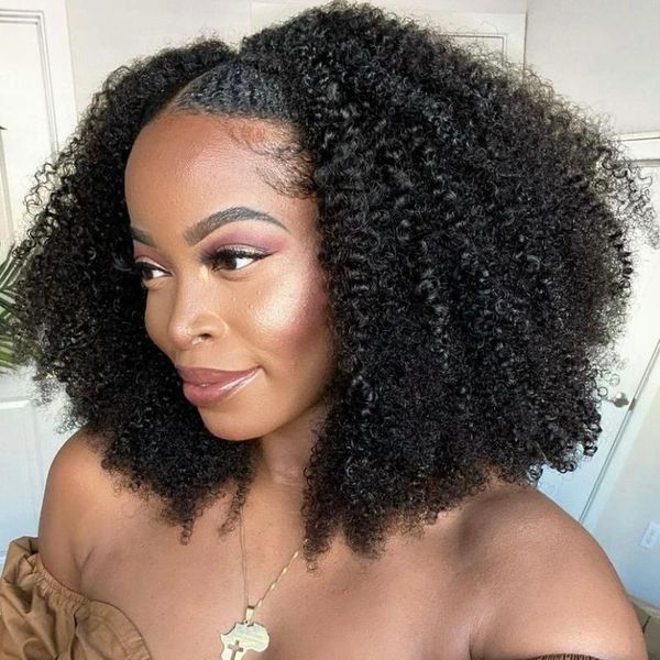 

lace wigs 13x4 frontal wig kinky curly human hair 100% pre-blucked brazilian remy women's natural closure, Black;brown