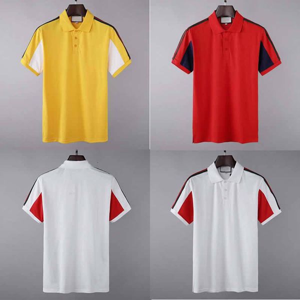 

xury fashion classic mens letter striped embroidery shirt cotton digner t- white red polo male m-2xl, White;black