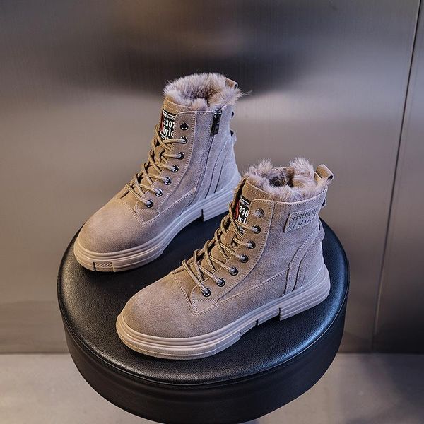 

boots warm shoes women platform winter fashion snow lady ankle footware plush female black botas mujer with fur