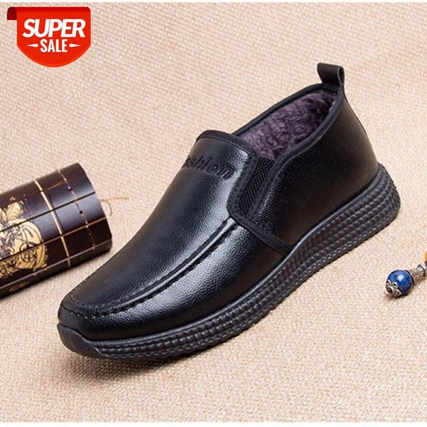 

man's cotton shoes plus thicken comfortable male boots winter keep warm solid color footwears slip-on basic pu leather boots #to5y