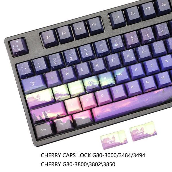 

keyboards c5ab 5 sides dye-subbed oem pbt keycap mechanical keyboard keycaps purple dawn light
