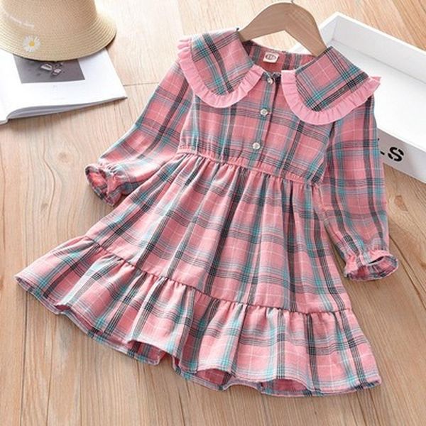 

girl's dresses kids dress for girls clothes princess cotton baby girl button type clothing autumn lapel casual toddler children 2-7y, Red;yellow
