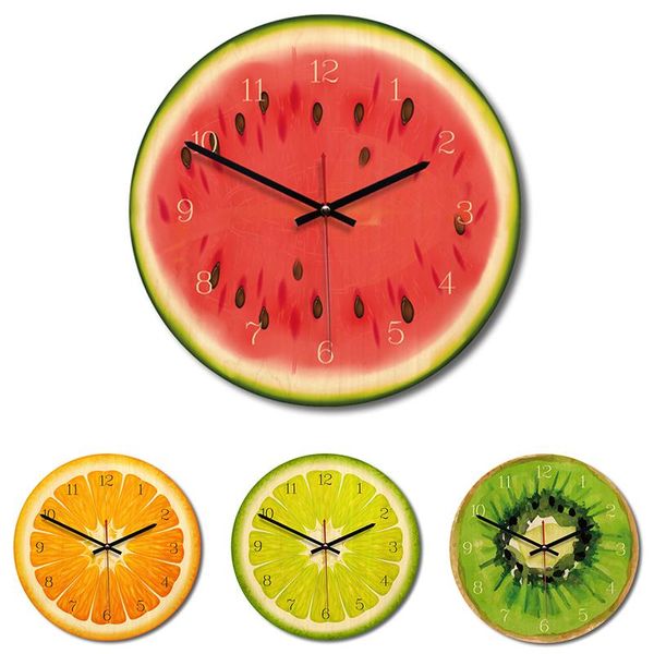 

creative wall clock, european minimalist wooden decorative clock, fruit