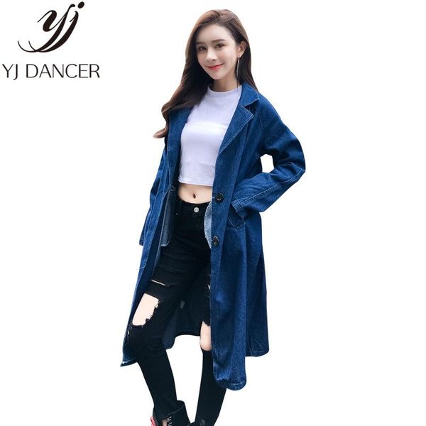 

women's jackets 2021 spring autumn plus size fashion women casual loose long section denim jacket windbreaker female coat ljj0082, Black;brown