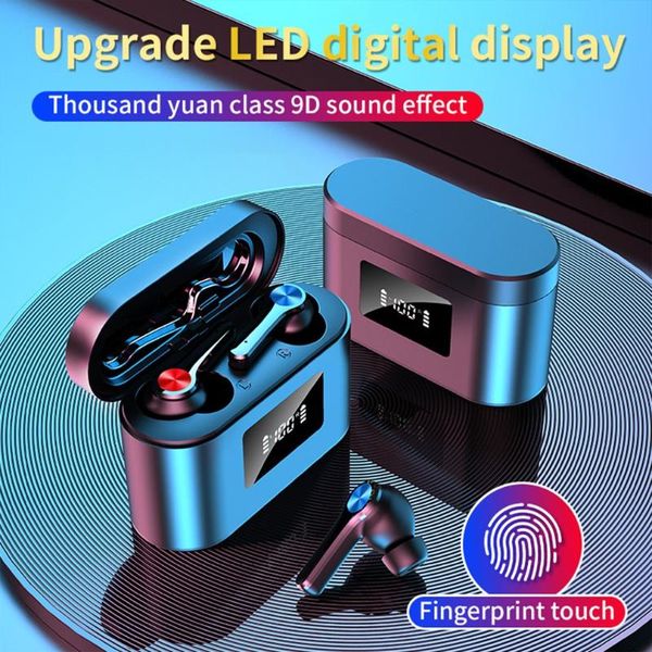 

t29 wireless earphone led screen display wireless sport headset stereo sound effect with charging bin