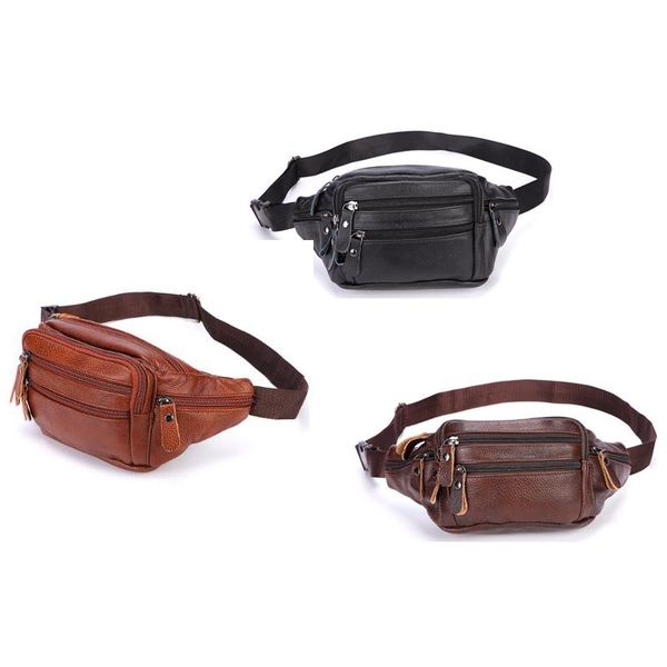 

waist bags fashion men genuine leather fanny bag for phone pouch male messenger travel