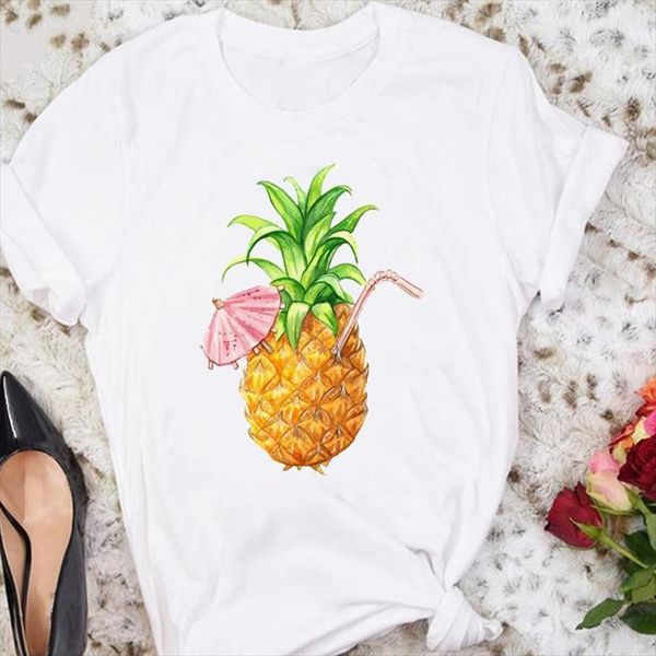 

and women cartoon beach floral men t shirt pineapple short sleeve summer female tshirts fashion clothes graphic lady print, White;black