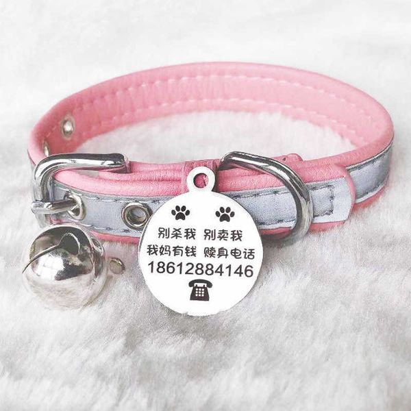 

factory dog id collar lettering bell anti lost small dog teddy necklace cat tag