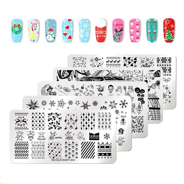 

nail art templates nicole diary christmas halloween stamping plate snow ghost image printing template festival year stamp stencil, White